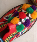 Babouche berbère femme cuir brodée au fil de coton coloré – Image 3