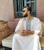 Djellaba marocaine blanche pour homme caftan brodé – Image 2