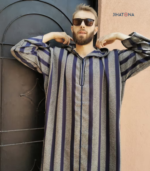 djellaba bleu marine pour homme – Image 3